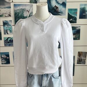 NWT Velvet Heart White Puff-Sleeve Henley Sweatshirt